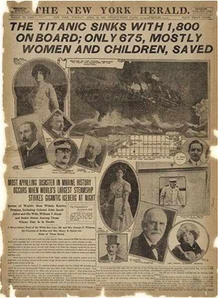 1912. A Titanic katasztrófája egy korabeli napilapon..jpg