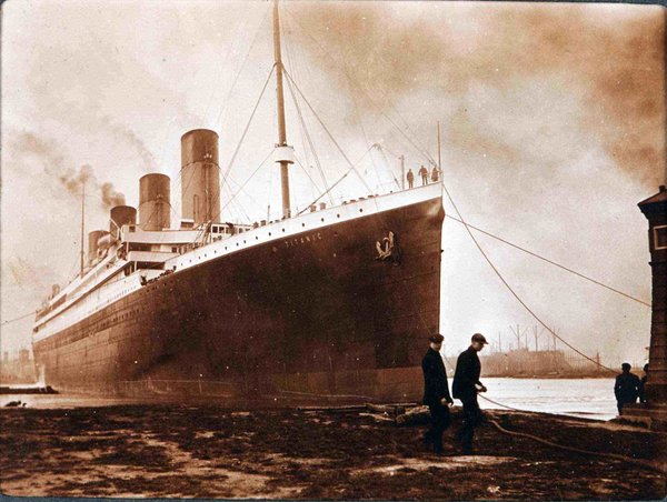 Titanic steaming for her sea trials at Belfast lough, April 2nd, 1912.jpg